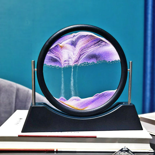 12" 3D Sand Art - Round Glass Ocean Sandscape Decor.