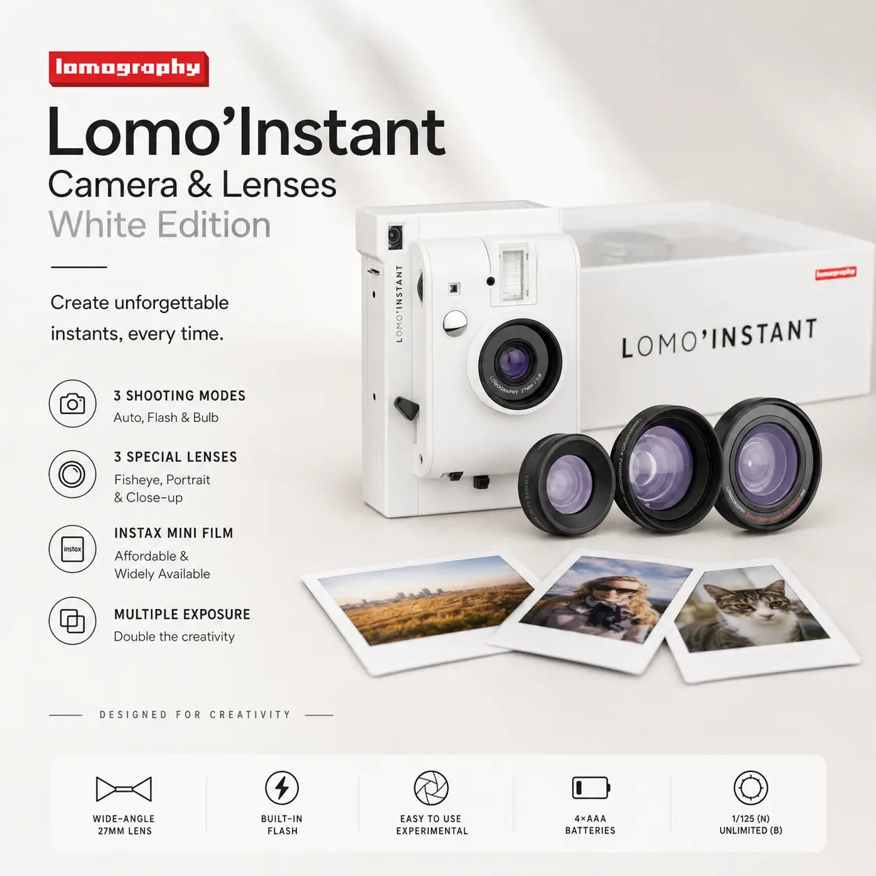 Lomo'Instant Camera & Lenses White Edition – Instax Mini Camera
