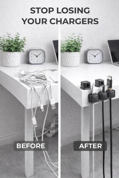 Cable Clips Organizer Pakistan – Pack of 6 Self-Adhesive PVC Cord Holders for Desk, Wall & Office Wire Management