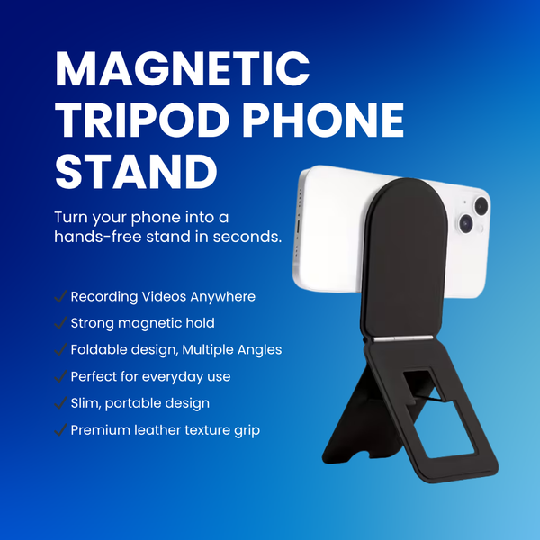 Magnetic Tripod Phone Stand – Foldable with Strong Magnet