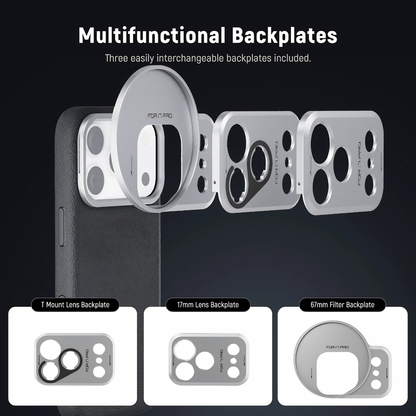 NEEWER PA134 Modular Phone Case for iPhone 17 Pro – 67mm Filter Ring, 17mm & T Mount Lens Backplates, MagSafe Compatible