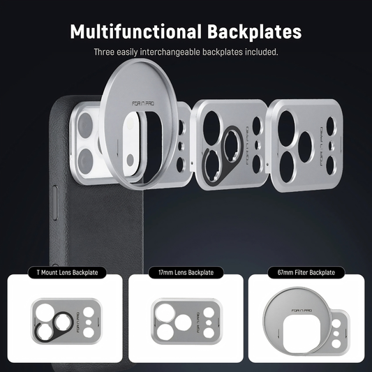 NEEWER PA134 Modular Phone Case for iPhone 17 Pro – 67mm Filter Ring, 17mm & T Mount Lens Backplates, MagSafe Compatible