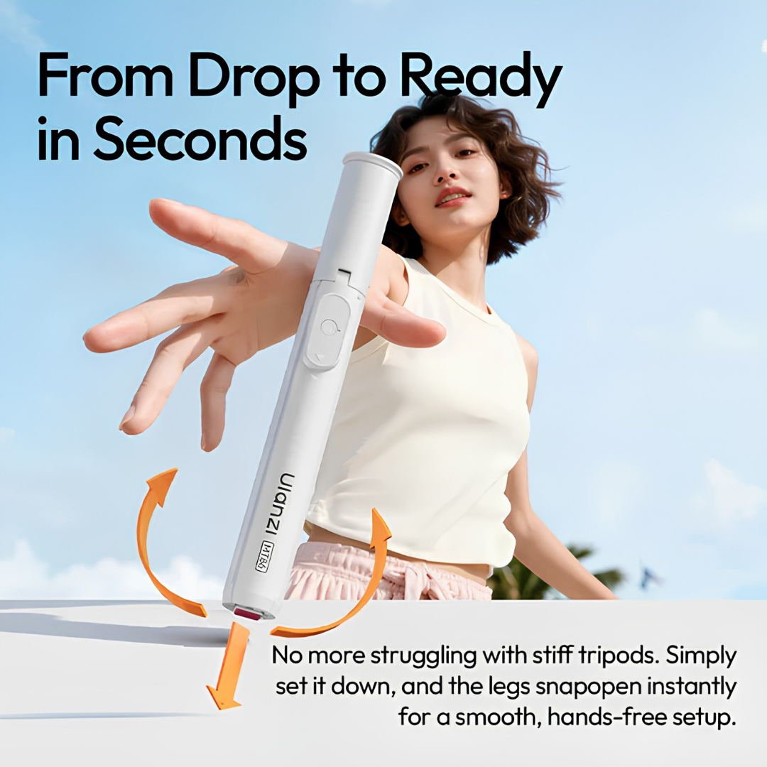 OneTap Auto Pop-Up Selfie Stick & Tripod (Ulanzi MT86) — Bluetooth Remote