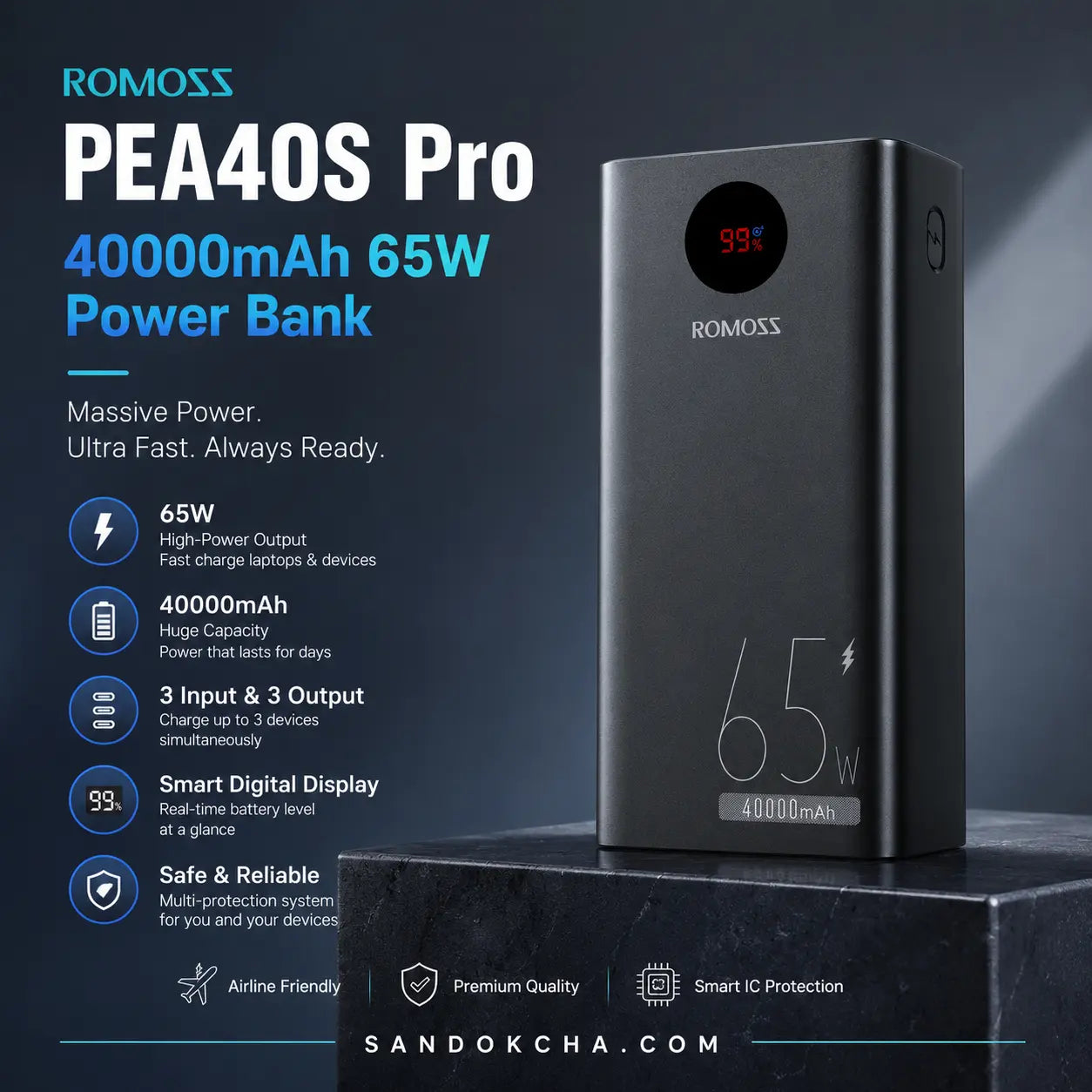 Romoss PEA40S Pro 40000mAh 65W Power Bank