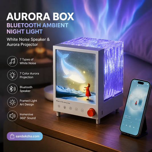 Aurora Box Bluetooth Ambient Night Light – White Noise Speaker & Aurora Projector (Pakistan)