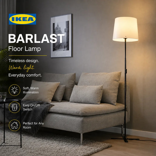 IKEA: BARLAST Floor Lamp – Black/White (150 cm)