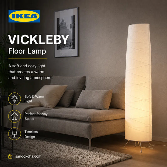 IKEA VICKLEBY Floor Lamp – White/Handmade