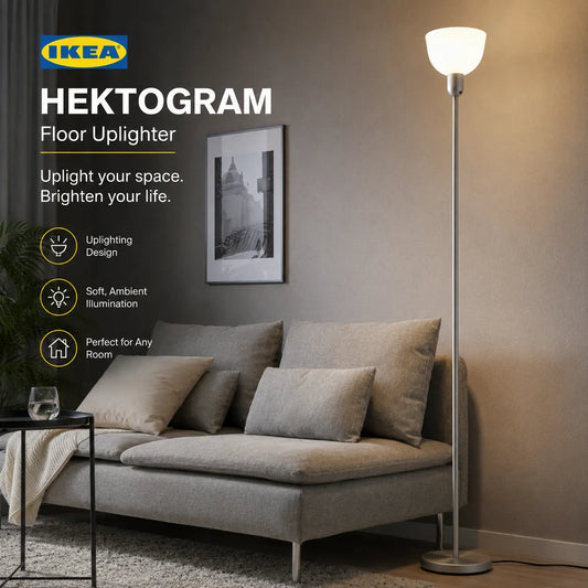 IKEA: HEKTOGRAM Floor Uplighter – Silver Colour/White