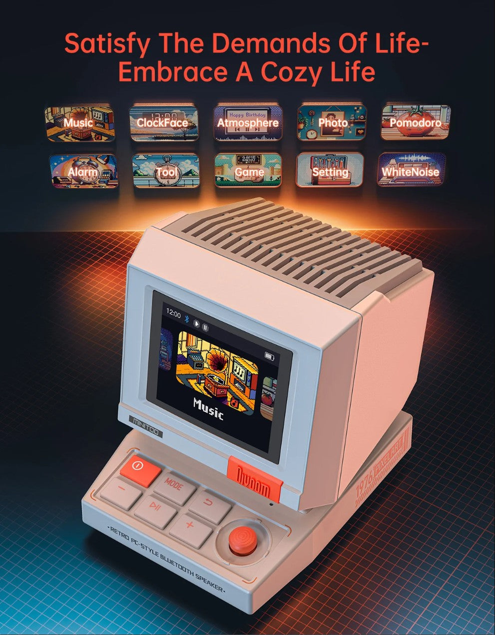 Divoom MiniToo Pakistan Retro Bluetooth Speaker with Pixel Display for your Desktop