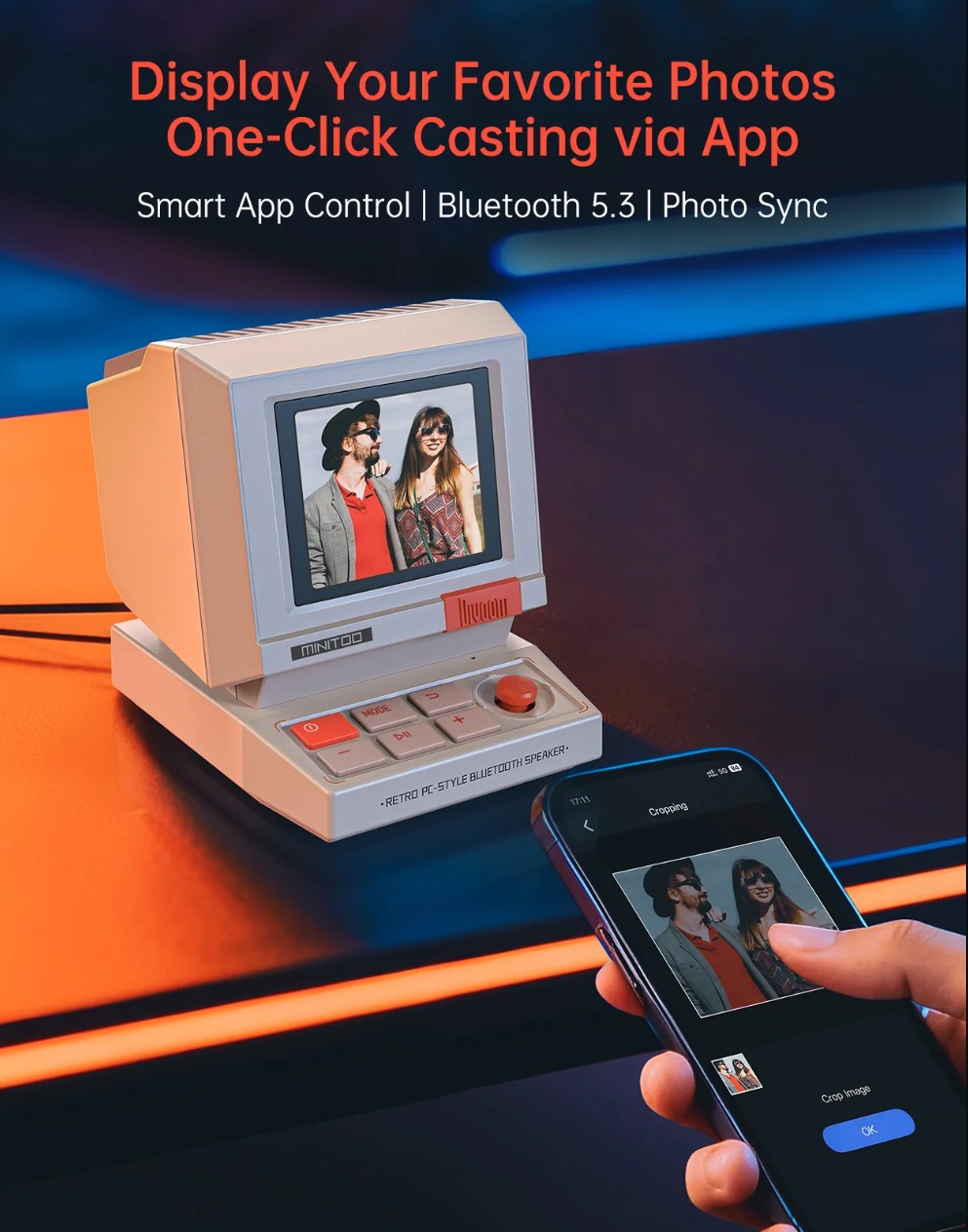 Divoom MiniToo Pakistan Retro Bluetooth Speaker with Pixel Display for your Desktop