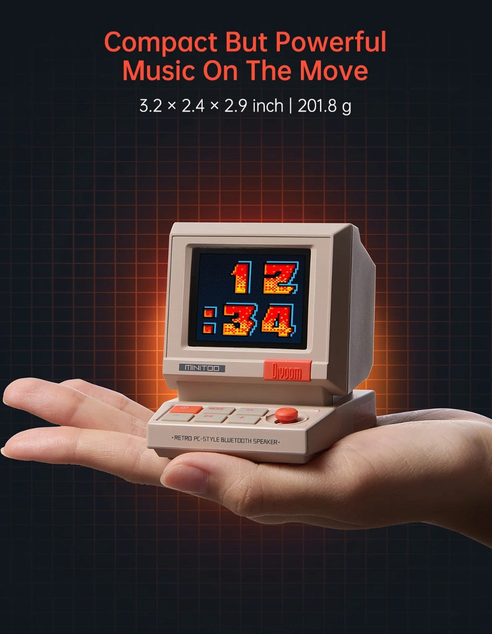 Divoom MiniToo Pakistan Retro Bluetooth Speaker with Pixel Display for your Desktop