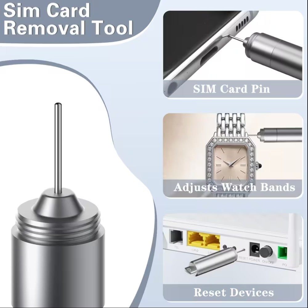 SIM Card Ejector Tool Pakistan – 2-in-1 EDC SIM Pin with Cleaning Brush & Keychain | Aluminum Alloy Phone & AirPods Cleaner