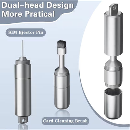 SIM Card Ejector Tool Pakistan – 2-in-1 EDC SIM Pin with Cleaning Brush & Keychain | Aluminum Alloy Phone & AirPods Cleaner