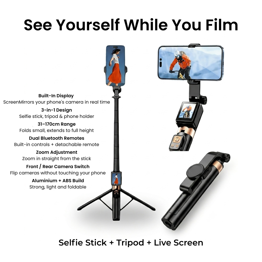 CL07 Selfie Stick & Tripod with Live Display Screen