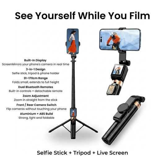 CL07 Selfie Stick & Tripod with Live Display Screen