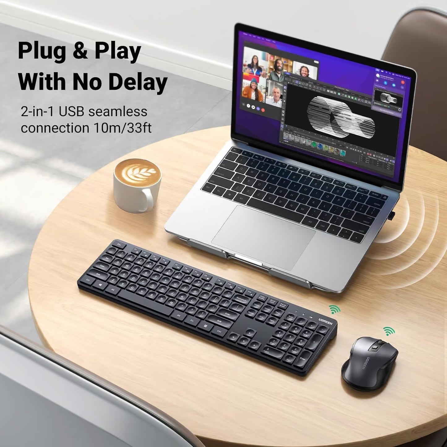 UGREEN Wireless Keyboard + Mouse Combo