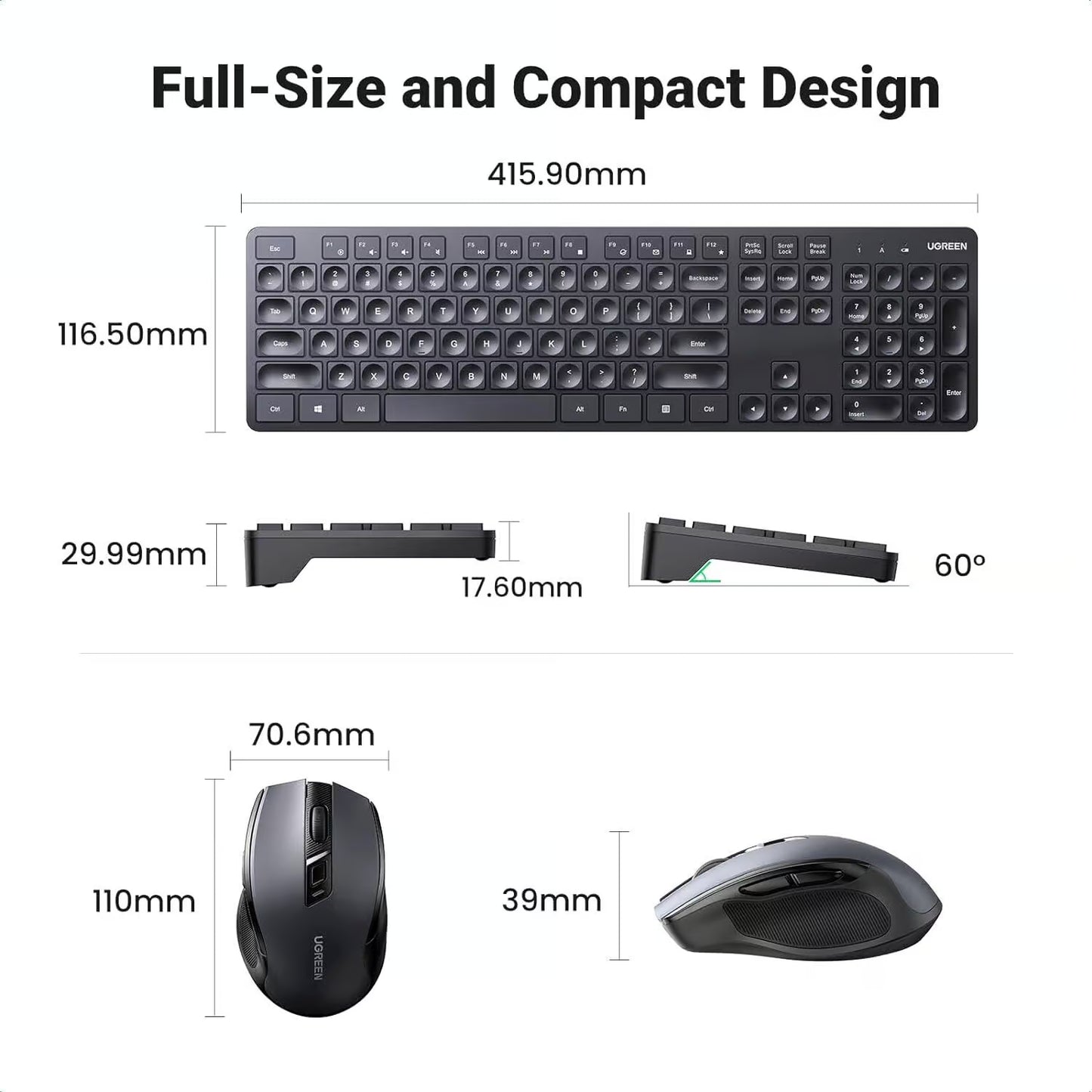 UGREEN Wireless Keyboard + Mouse Combo