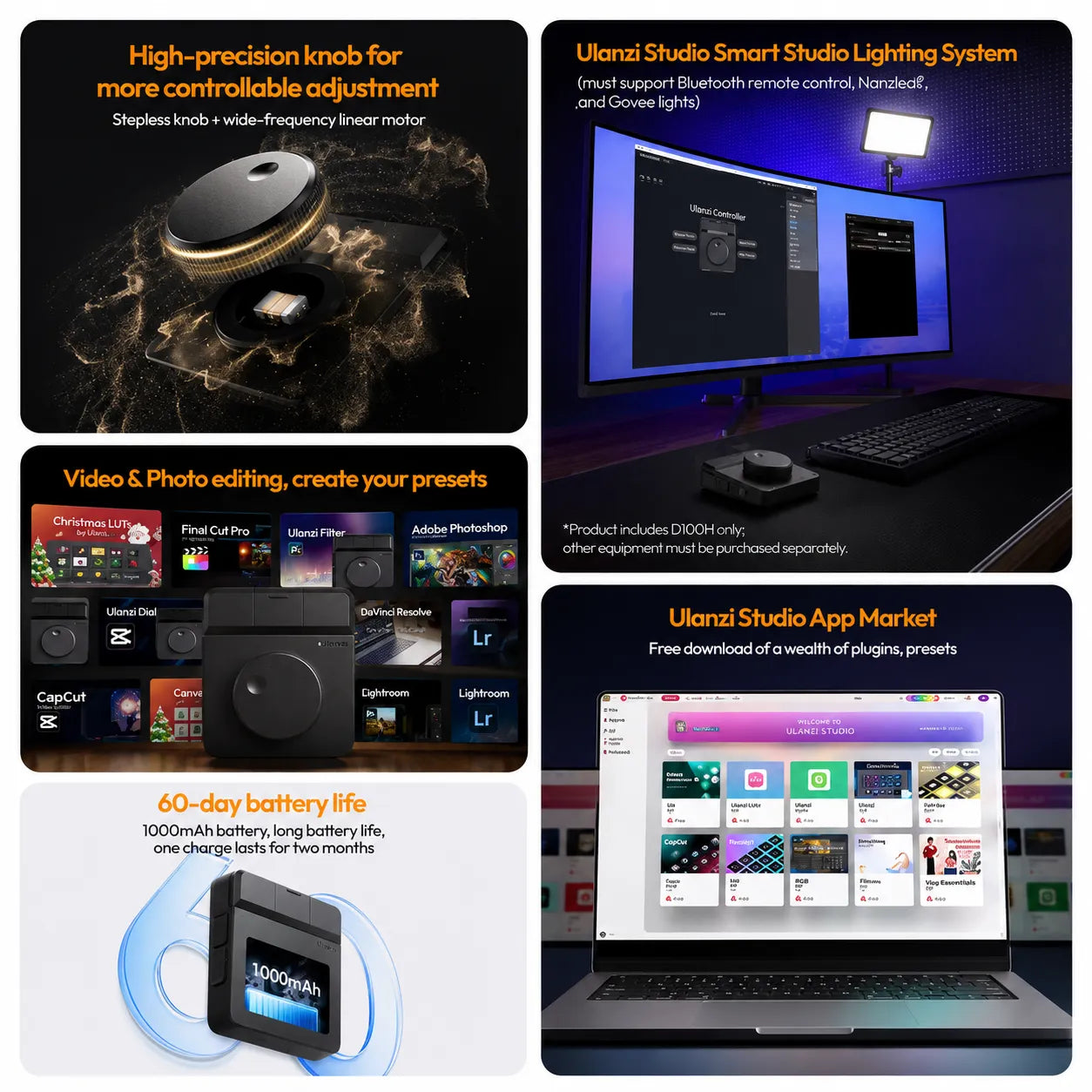 Ulanzi D100H Dial Creative Controller – Wireless Editing Dial