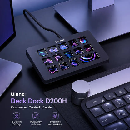 Ulanzi D200H Deck Dock – 13-Key Stream Controller & 7-in-1 USB-C Hub