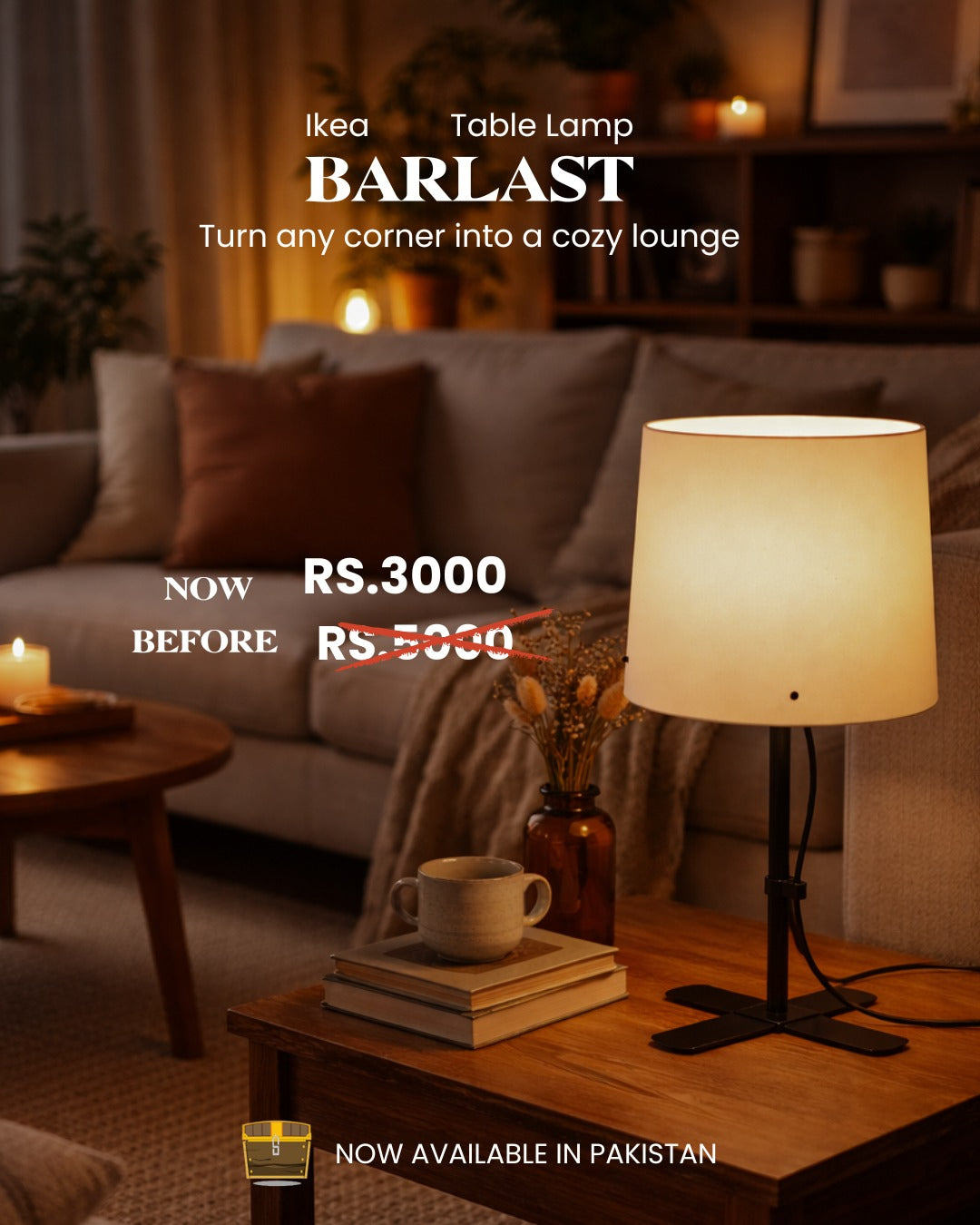 IKEA BARLAST Table Lamp – Black/White, 31 cm