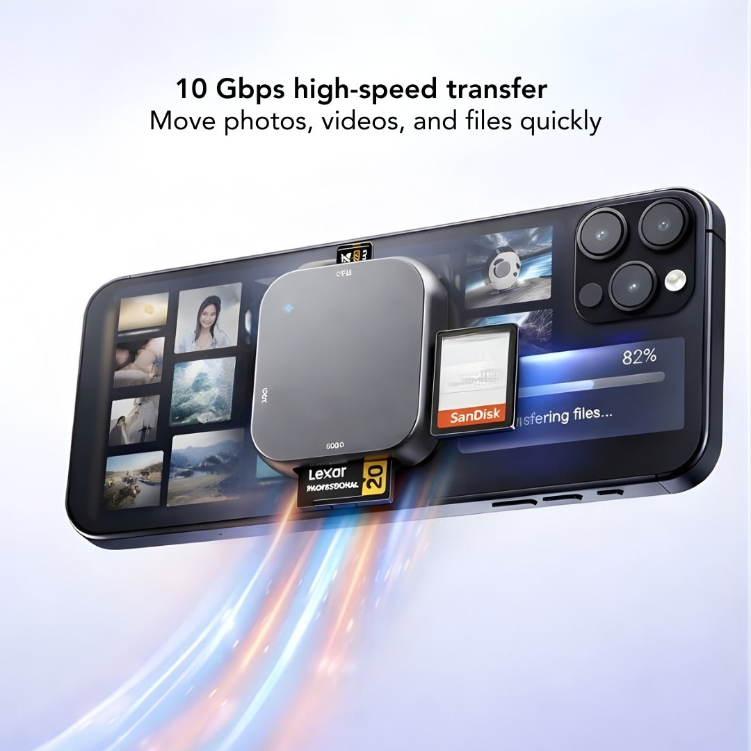 Magnetic SD Card Reader for iPhone & Smartphones (10Gbps)