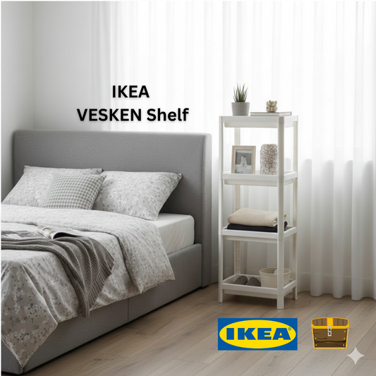 IKEA VESKEN Shelf Unit White 37x23x101 cm | Bathroom Storage Pakistan