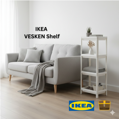 IKEA VESKEN Shelf Unit White 37x23x101 cm | Bathroom Storage Pakistan
