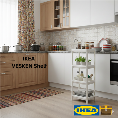 IKEA VESKEN Shelf Unit White 37x23x101 cm | Bathroom Storage Pakistan