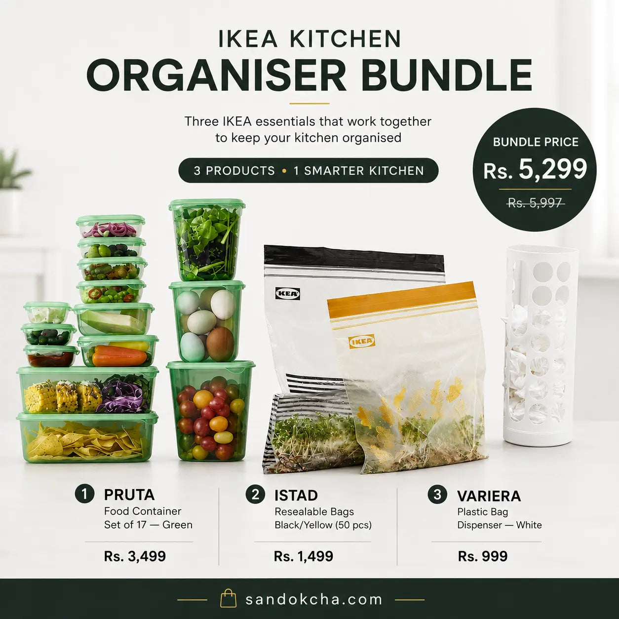 IKEA Food Storage Essentials — 17 Containers + 50 Bags + Dispenser