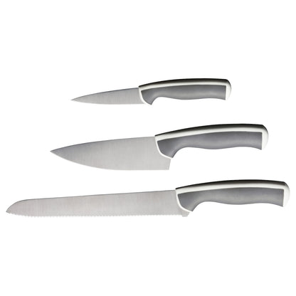 ÄNDLIG- 3-piece knife set, light grey/white