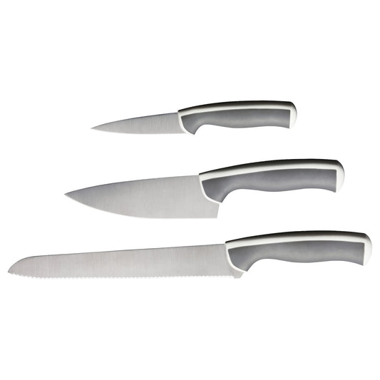 ÄNDLIG- 3-piece knife set, light grey/white