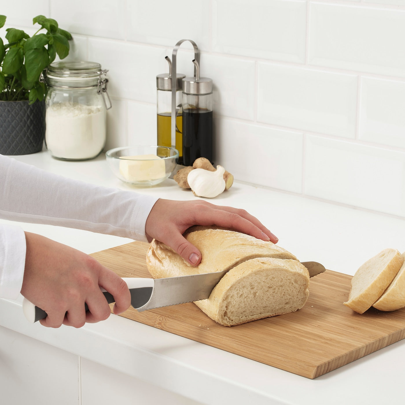 ÄNDLIG- 3-piece knife set, light grey/white