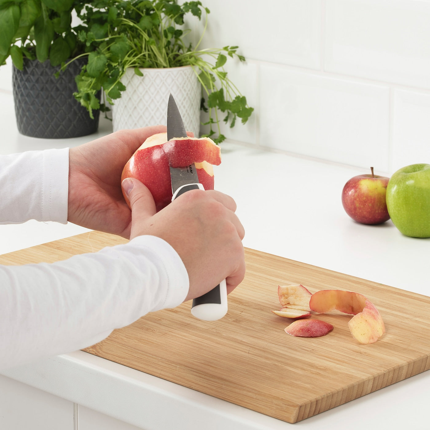 ÄNDLIG- 3-piece knife set, light grey/white