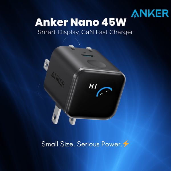 Anker Nano 45W Smart Display USB-C GaN Fast Charger (A121D)