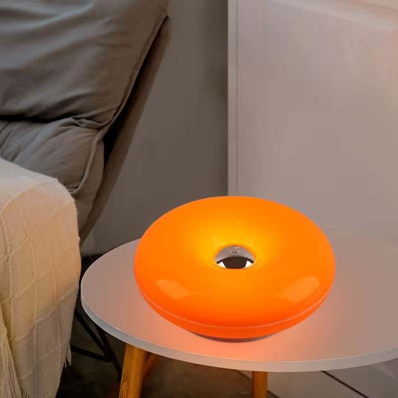 Donut Desk Lamp – USB Rechargeable Lamp with Touch Control, Dimmable LED, 3 Light Modes | Decorative Table/Wall Light – Orange