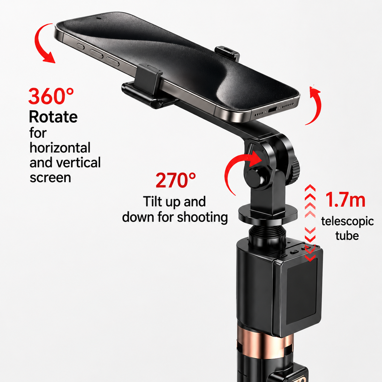 CL07 Selfie Stick & Tripod with Live Display Screen