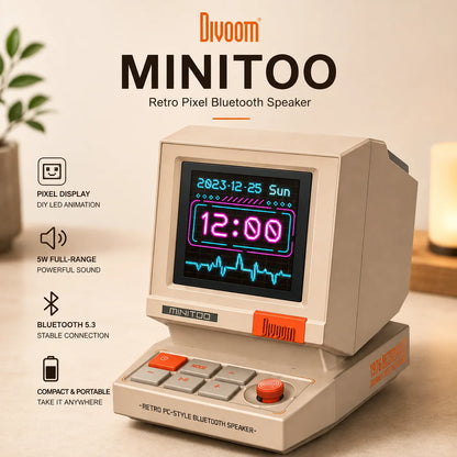 Divoom MiniToo Retro Bluetooth Speaker with Pixel Display