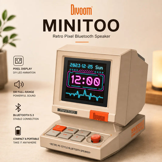 Divoom MiniToo Retro Bluetooth Speaker with Pixel Display