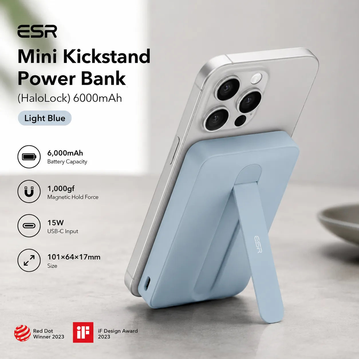 ESR Mini Kickstand Wireless Power Bank (HaloLock) 6000mAh MagSafe