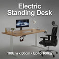 Electric Height-Adjustable Standing Desk - 100cm x 60cm Compact Sit-Stand Office Desk