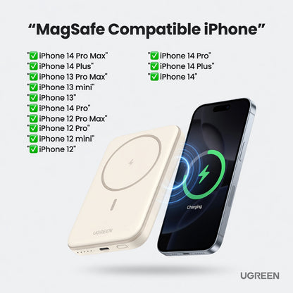 UGREEN 5000mAh Magnetic Wireless Power Bank – 15W Fast Charging