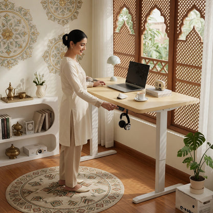 Electric Height-Adjustable Standing Desk - 100cm x 60cm Compact Sit-Stand Office Desk