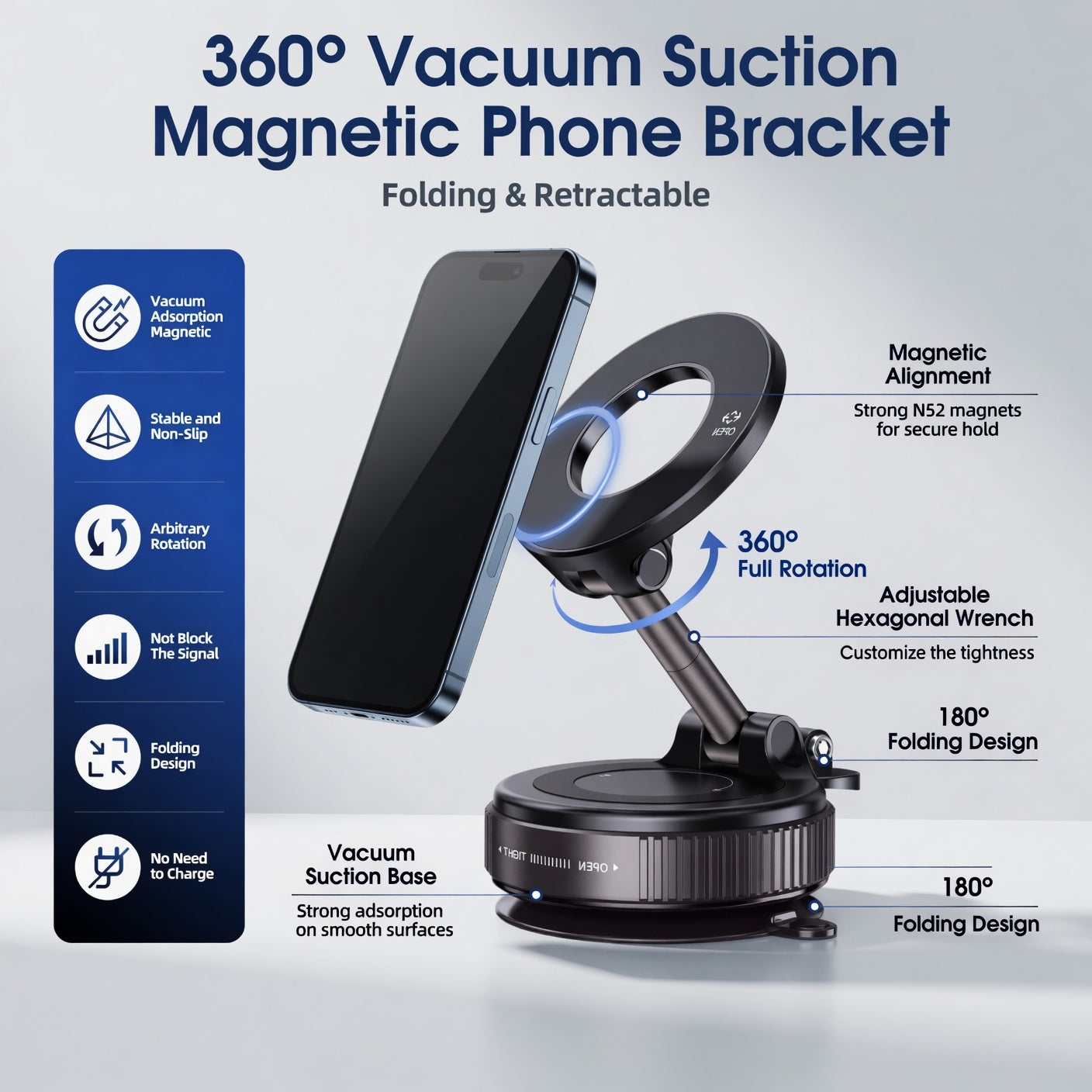 360° Vacuum Suction Magnetic Phone Bracket