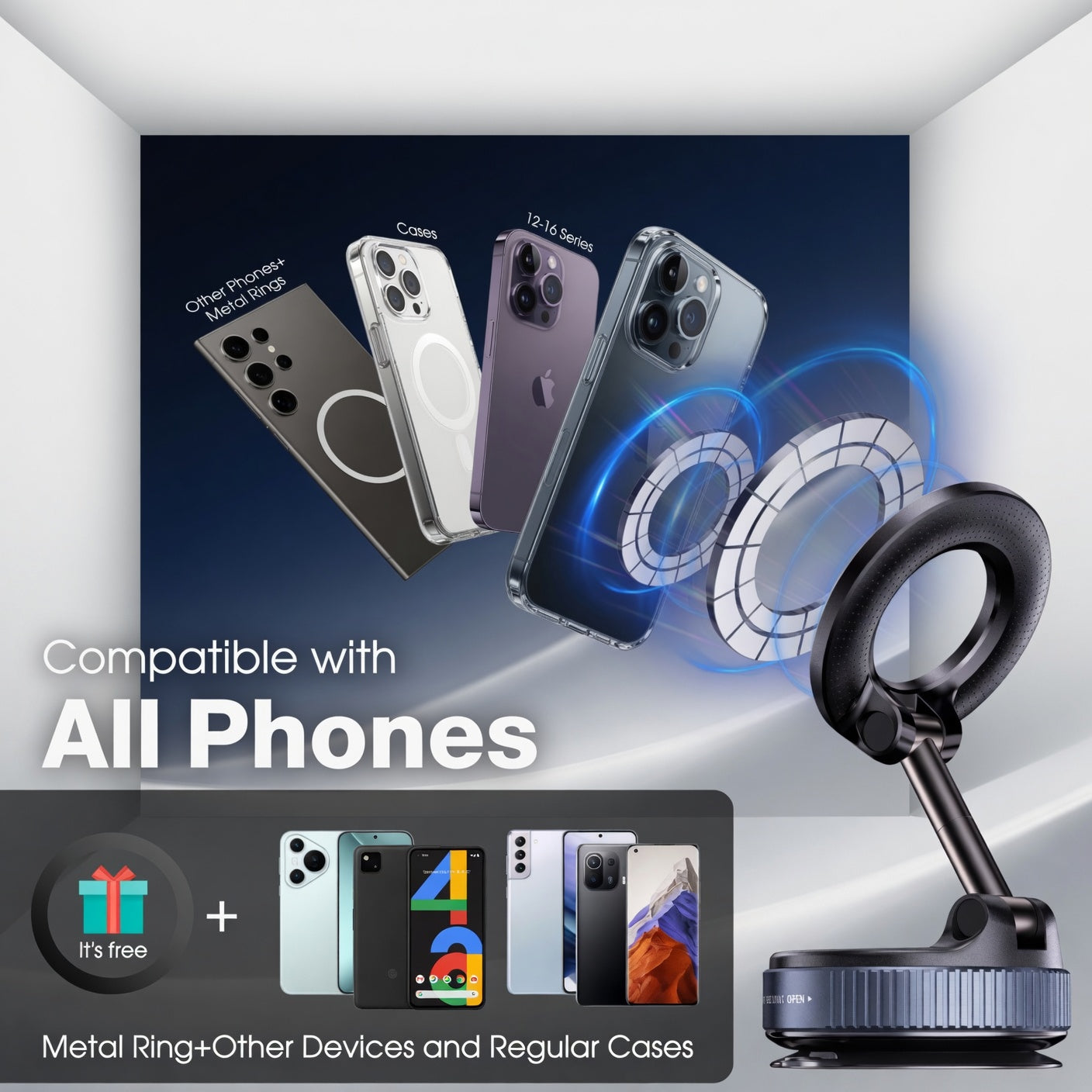 360° Vacuum Suction Magnetic Phone Bracket
