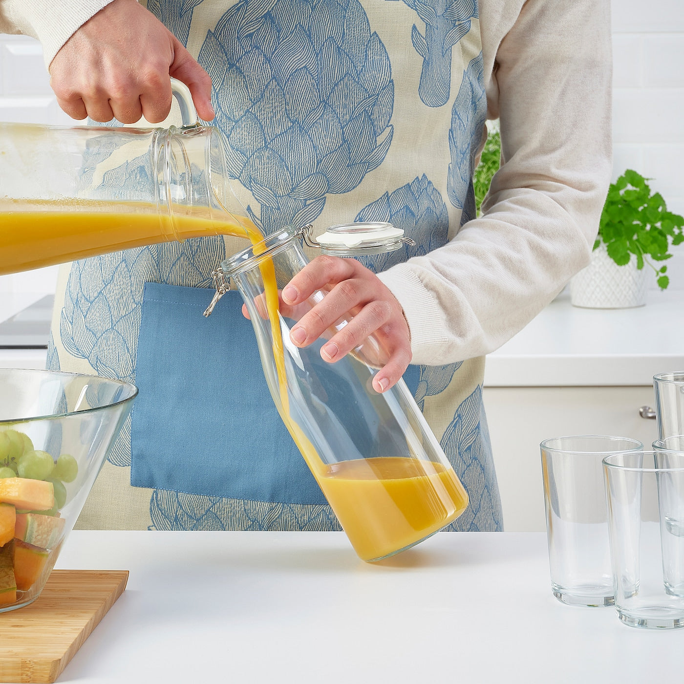 Clear glass bottle jar – KORKEN 1.4 litre for juices or pickles