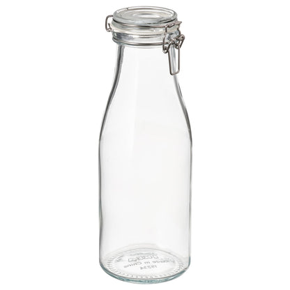 KORKEN Bottle shaped jar with lid, clear glass, 1.4 L