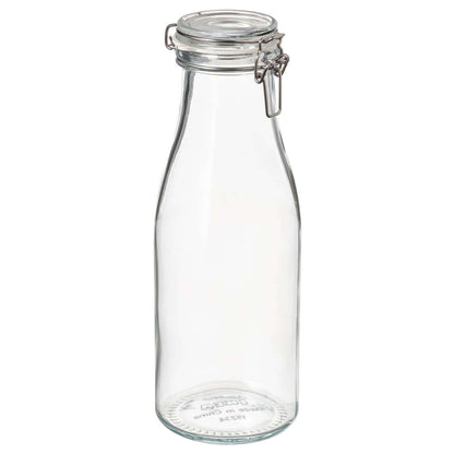 KORKEN Bottle shaped jar with lid, clear glass, 1.4 L