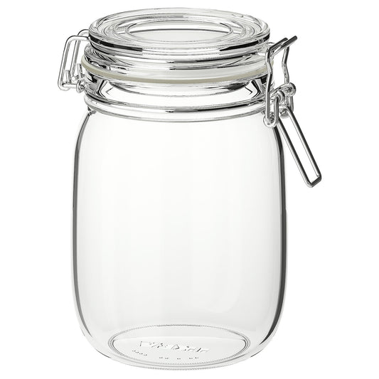 KORKEN Jar with lid, clear glass, 1 L
