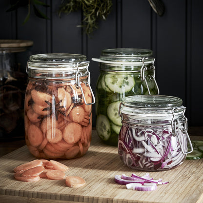 Reusable KORKEN airtight glass jar ideal for pickles or dry goods