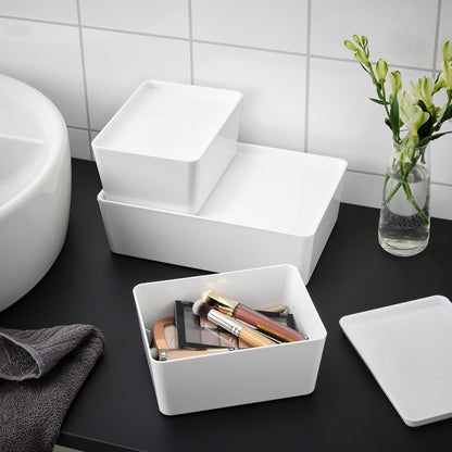 IKEA KUGGIS Box with Lid – White, 13x18x8 cm